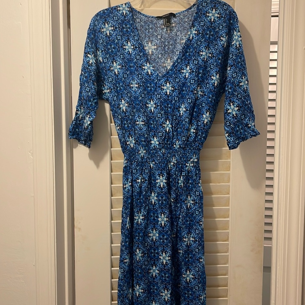 Blue and White floral Maxi Dress